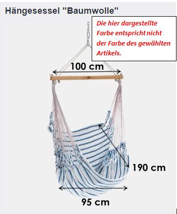 Hängesessel Baumwolle, grau-türkis, CHICO