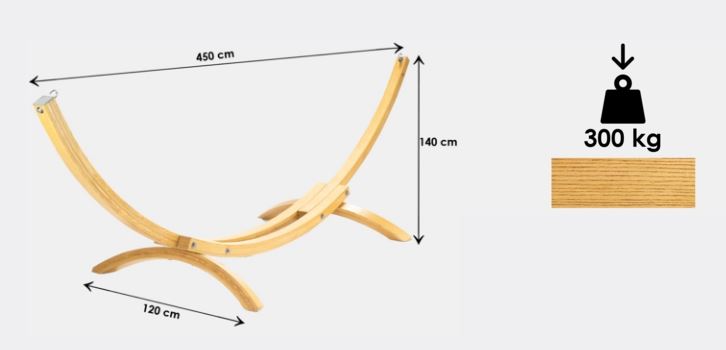 Hängematten-Gestell "Siesta", Länge 450 cm, Eschenholz lasiert