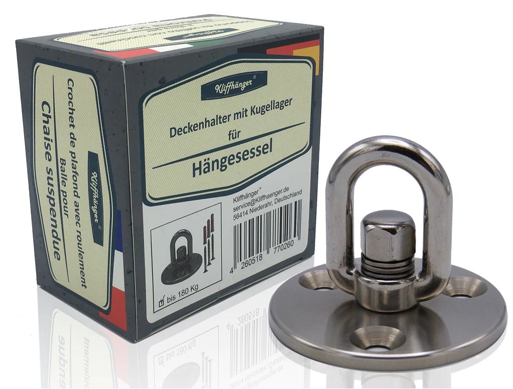 Deckenhaken mit Kugellager, Edelstahl, bis 180 kg