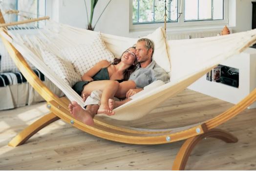 Hängematten-Gestell "Siesta", Länge 450 cm, Eschenholz lasiert