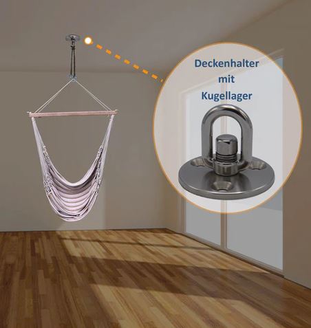 Deckenhaken mit Kugellager, Edelstahl, bis 180 kg